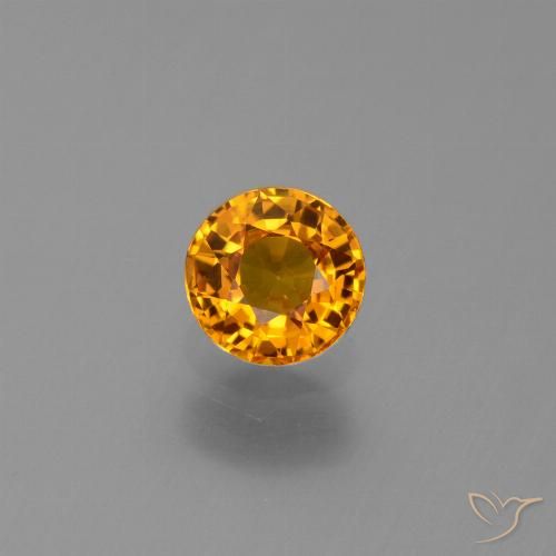 0.67ct Natural Dorado naranja intenso Zafiro, Redondo, VS