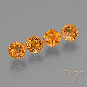 Gemas de Zafiro Naranja medio natural de 2.94 ct, Redondo, VVS-VS