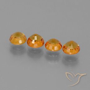 Gemas de Zafiro Naranja medio natural de 2.94 ct, Redondo, VVS-VS