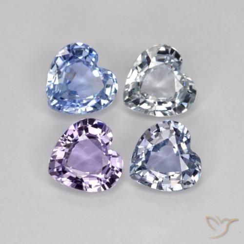 Gemas de Zafiro Multicolor natural de 3.13 ct, Corazón, VVS-VS