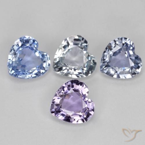 Gemas de Zafiro Multicolor natural de 3.13 ct, Corazón, VVS-VS