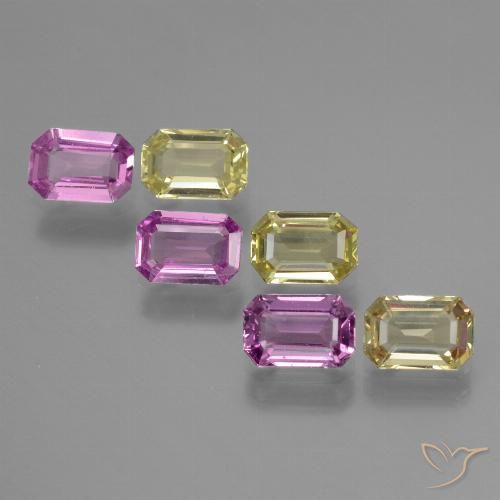 Gemas de Zafiro Multicolor natural de 3.41 ct, Corte Octágono / Esmeralda, VVS-VS