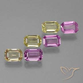 Gemas de Zafiro Multicolor natural de 3.41 ct, Corte Octágono / Esmeralda, VVS-VS
