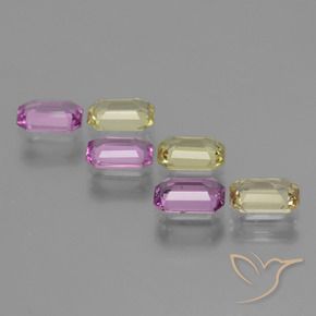 Gemas de Zafiro Multicolor natural de 3.41 ct, Corte Octágono / Esmeralda, VVS-VS