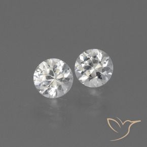 Gemas de Zafiro Blanco natural de 0.83 ct, Redondo, VVS-VS