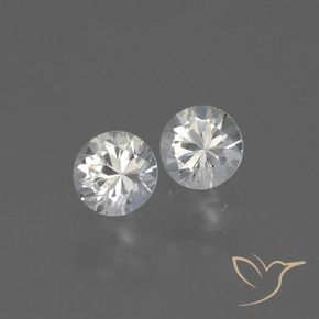 Gemas de Zafiro Blanco natural de 0.77 ct, Redondo, VVS-VS