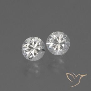 Gemas de Zafiro Blanco natural de 0.77 ct, Redondo, VVS-VS