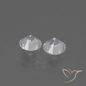 Gemas de Zafiro Blanco natural de 0.77 ct, Redondo, VVS-VS