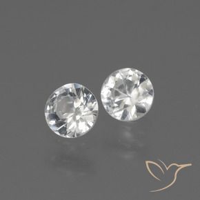 Gemas de Zafiro Blanco natural de 0.79 ct, Redondo, VS