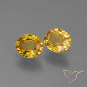 Gemas de Zafiro Dorado intenso natural de 1.38 ct, Ovalada, VS