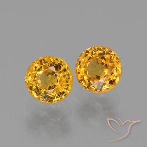Gemas de Zafiro Dorado oscuro natural de 1.47 ct, Redondo, VS