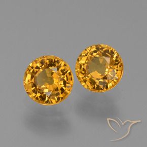 Gemas de Zafiro Naranja dorado intenso natural de 1.35 ct, Redondo, VVS-VS