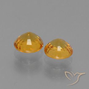 Gemas de Zafiro Naranja dorado intenso natural de 1.35 ct, Redondo, VVS-VS
