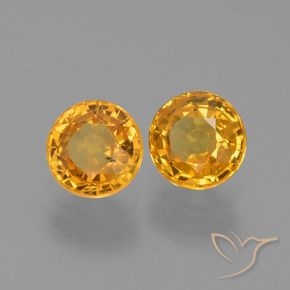 Gemas de Zafiro Dorado oscuro natural de 1.34 ct, Redondo, VS