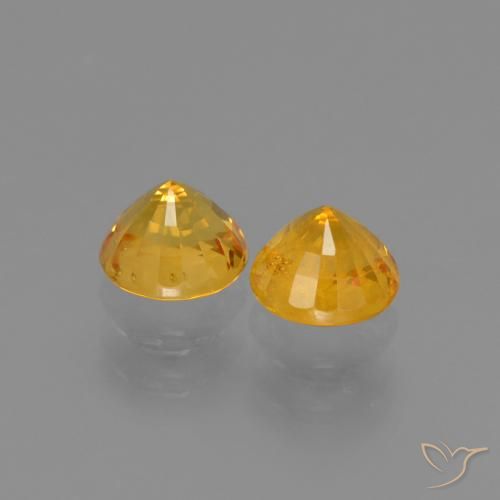 Gemas de Zafiro Naranja dorado intenso natural de 1.38 ct, Redondo, VS-SI