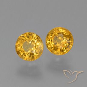 Gemas de Zafiro Naranja dorado intenso natural de 1.36 ct, Redondo, VVS-VS