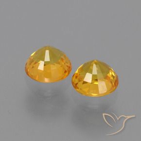 Gemas de Zafiro Naranja dorado intenso natural de 1.36 ct, Redondo, VVS-VS