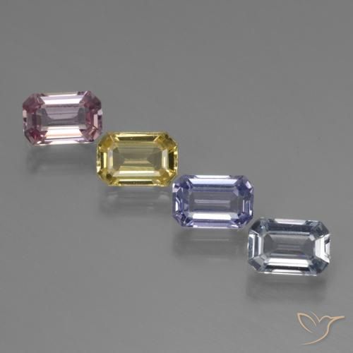 Gemas de Zafiro Multicolor natural de 2.90 ct, Corte Octágono / Esmeralda, VVS-VS