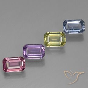Gemas de Zafiro Multicolor natural de 2.69 ct, Corte Octágono / Esmeralda, VVS-VS