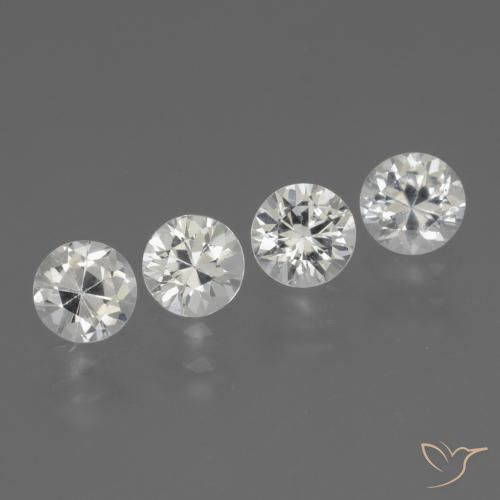 Gemas de Zafiro Blanco natural de 1.60 ct, Redondo, VVS-VS