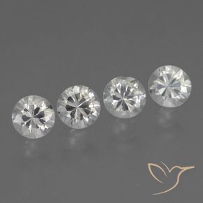 Gemas de Zafiro Blanco natural de 1.55 ct, Redondo, VVS-VS
