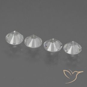 Gemas de Zafiro Blanco natural de 1.55 ct, Redondo, VVS-VS