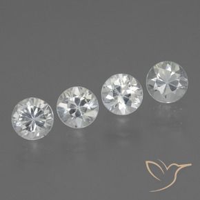 Gemas de Zafiro Blanco natural de 1.42 ct, Redondo, VVS-VS
