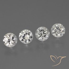 Gemas de Zafiro Blanco natural de 1.55 ct, Redondo, VVS-VS