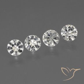 Gemas de Zafiro Blanco natural de 1.25 ct, Redondo, VS