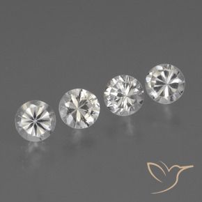 Gemas de Zafiro Blanco natural de 1.37 ct, Redondo, VVS-VS