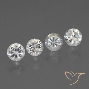 Gemas de Zafiro Blanco natural de 1.53 ct, Redondo, VVS-VS