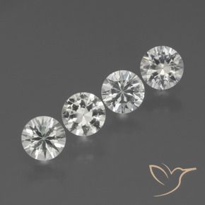 Gemas de Zafiro Blanco claro natural de 1.42 ct, Redondo, VS