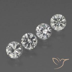Gemas de Zafiro Blanco claro natural de 1.29 ct, Redondo, VVS-VS