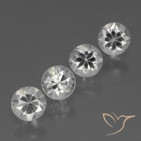 Gemas de Zafiro Blanco claro natural de 1.57 ct, Redondo, VVS-VS