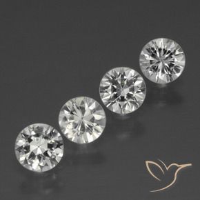 Gemas de Zafiro Blanco claro natural de 1.37 ct, Redondo, VS