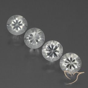 Gemas de Zafiro Blanco claro natural de 1.52 ct, Redondo, VVS-VS