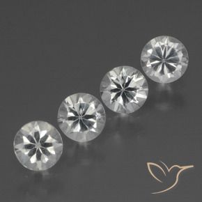 Gemas de Zafiro Blanco claro natural de 1.35 ct, Redondo, VS
