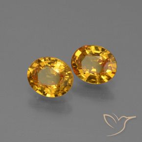Gemas de Zafiro Dorado-naranja medio natural de 1.32 ct, Ovalada, VS