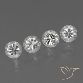 Gemas de Zafiro Blanco claro natural de 1.47 ct, Redondo, VVS-VS
