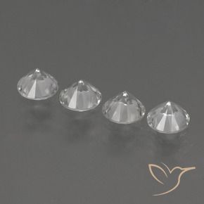 Gemas de Zafiro Blanco claro natural de 1.47 ct, Redondo, VVS-VS