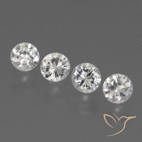 Gemas de Zafiro Blanco claro natural de 1.45 ct, Redondo, VS