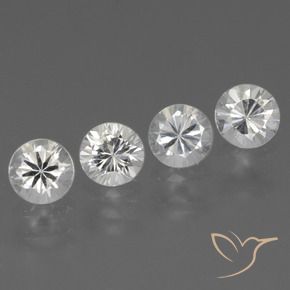 Gemas de Zafiro Blanco claro natural de 1.53 ct, Redondo, VVS-VS