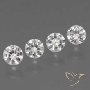Gemas de Zafiro Blanco claro natural de 1.54 ct, Redondo, VVS-VS