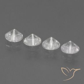 Gemas de Zafiro Blanco claro natural de 1.54 ct, Redondo, VVS-VS