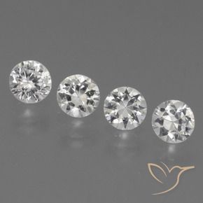 Gemas de Zafiro Blanco claro natural de 1.51 ct, Redondo, VS