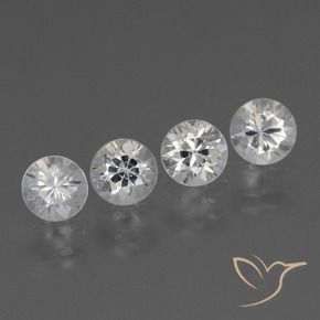 Gemas de Zafiro Blanco claro natural de 1.54 ct, Redondo, VS