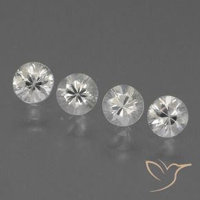 Gemas de Zafiro Blanco cálido natural de 1.53 ct, Redondo, VS