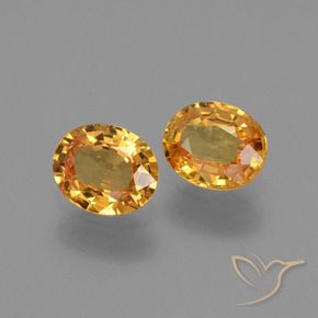 Gemas de Zafiro Dorado naranja intenso natural de 1.54 ct, Ovalada, VS