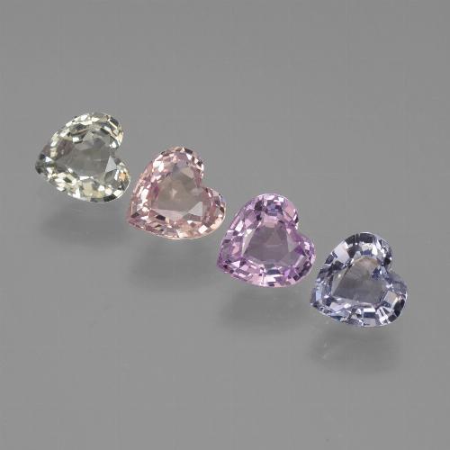 Gemas de Zafiro Multicolor natural de 1.93 ct, Forma de corazón, VVS-VS