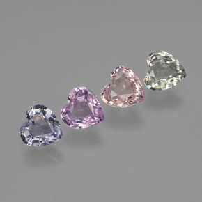 Gemas de Zafiro Multicolor natural de 1.93 ct, Forma de corazón, VVS-VS